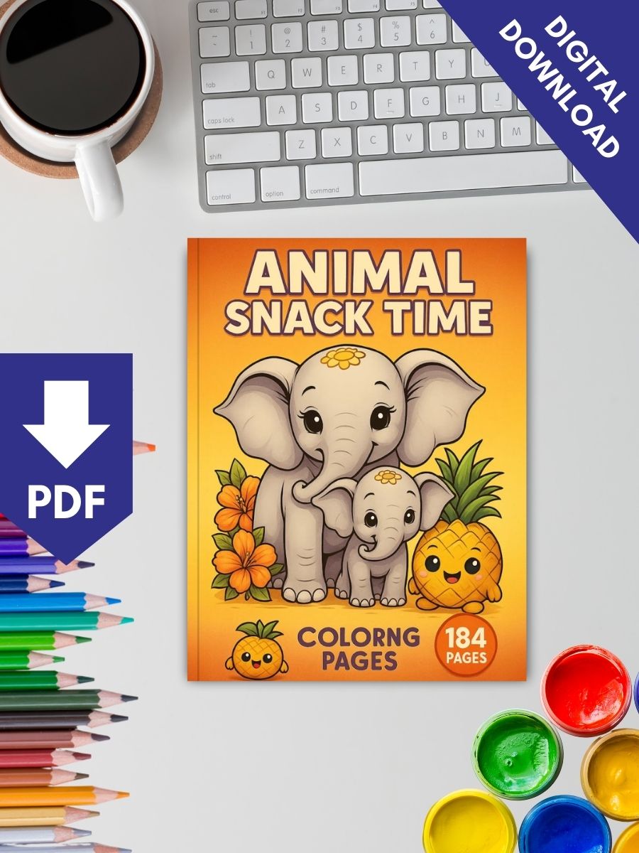 Animal & Snack Time – 184 Animals & Fruits Coloring Pages for Kids - Image 2