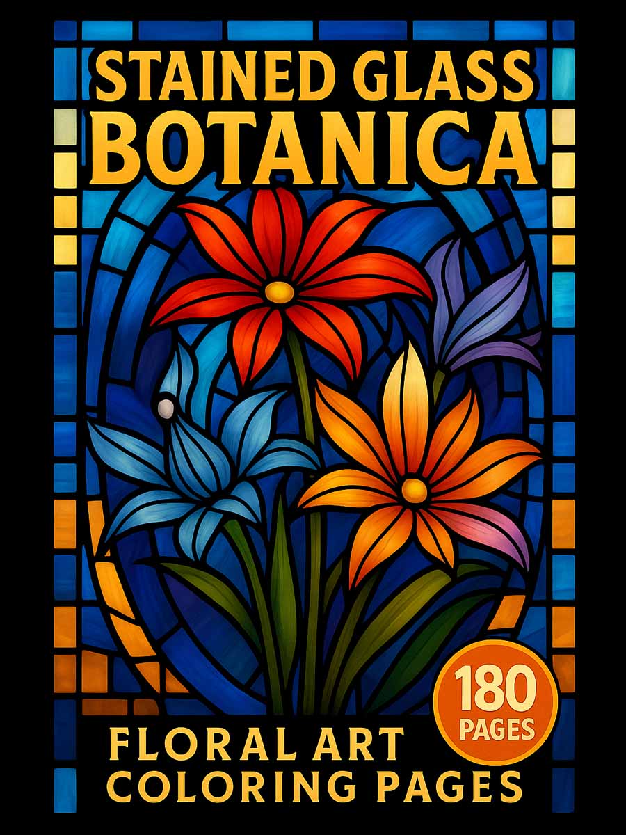 Stained Glass Botanica – 180 Floral Art Pages